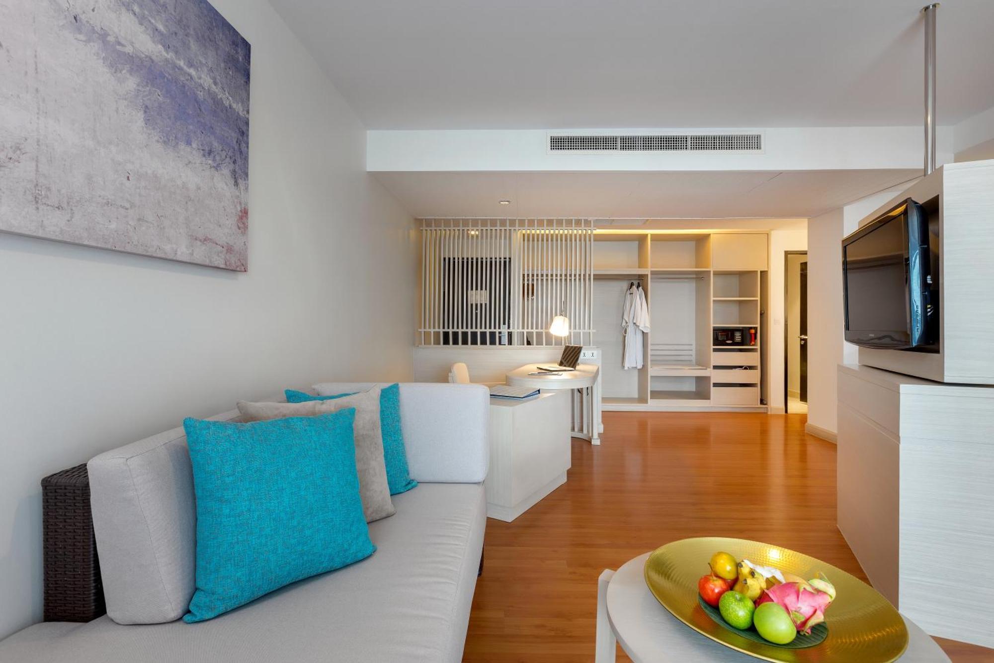 Junior-Suite mit 1 Schlafzimmer und Kingsize-Bett und Meerblick