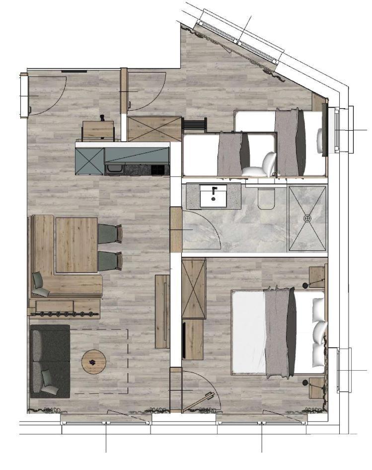 Apartment mit 2 Schlafzimmern und Balkon