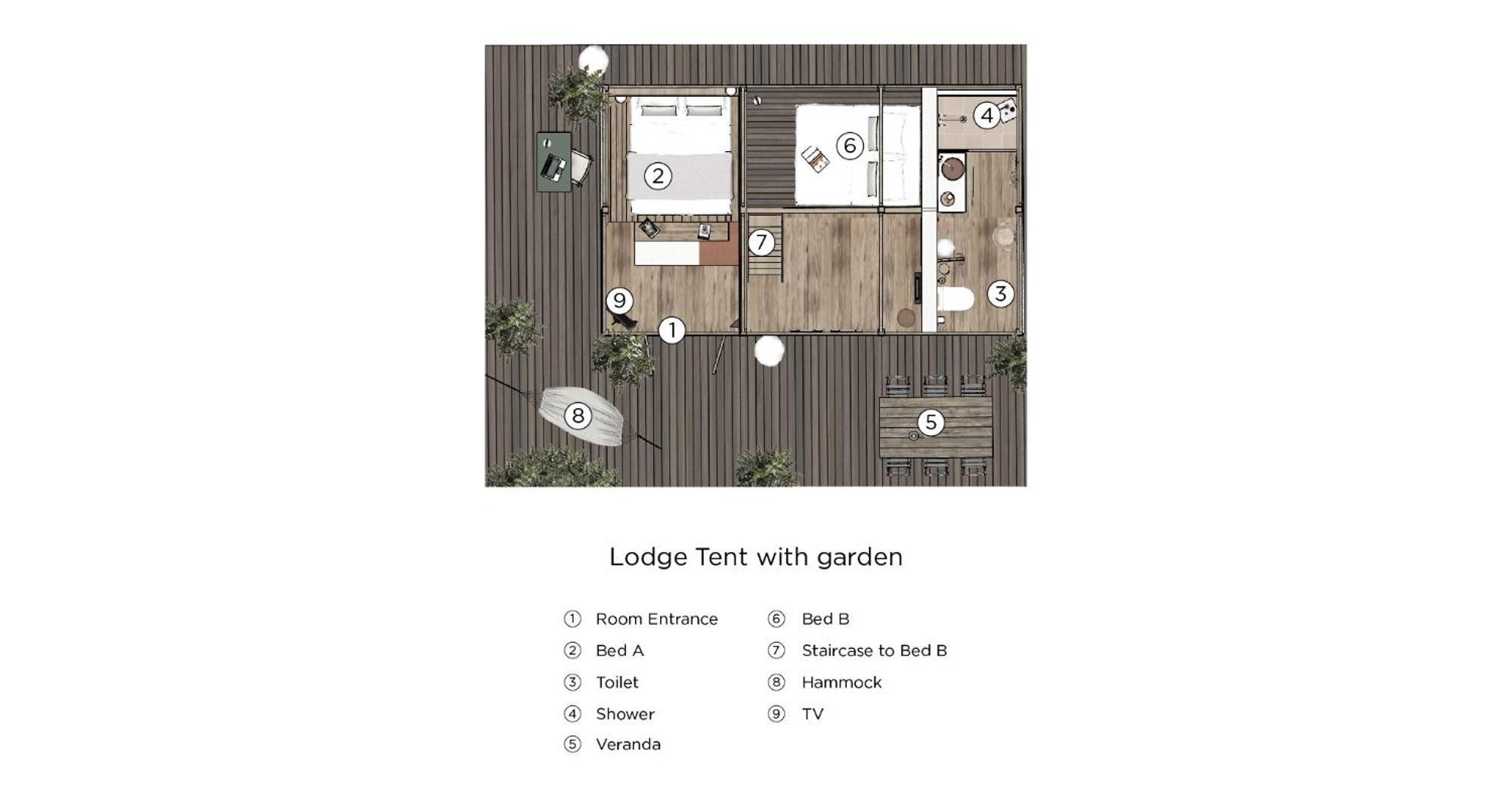 Lodge-Zelt mit Garten