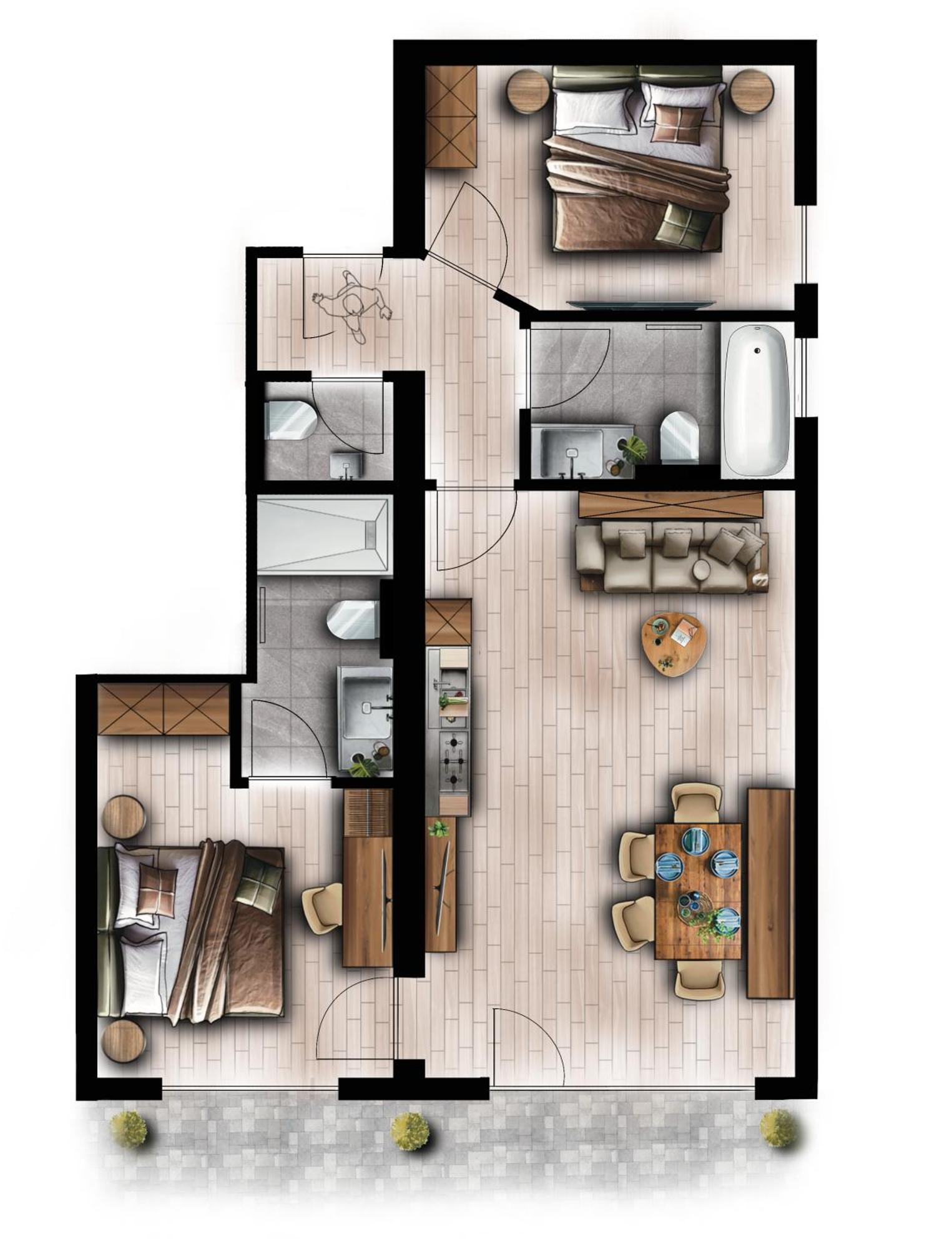 Apartment mit 2 Schlafzimmern