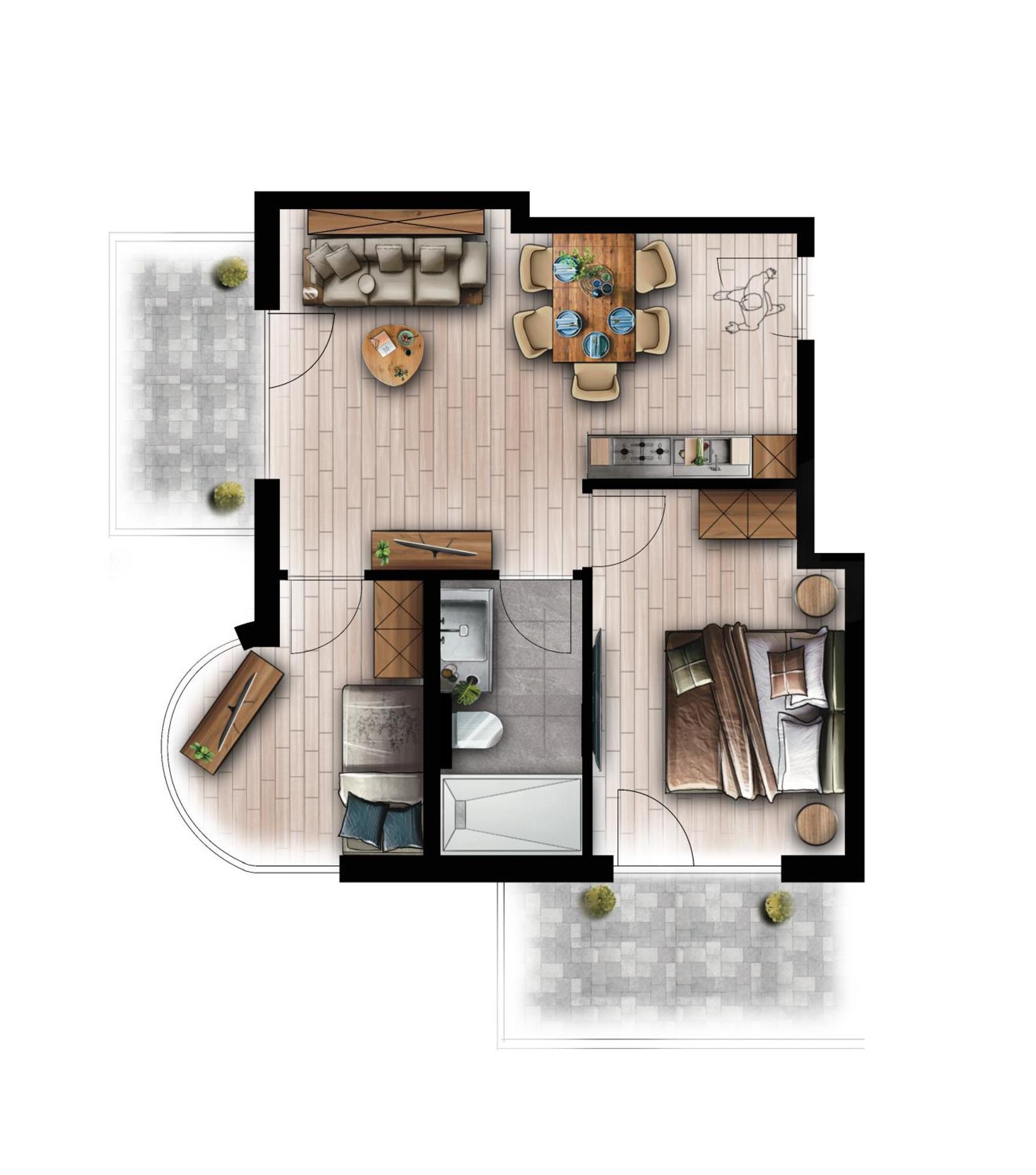 Apartment mit 2 Schlafzimmern