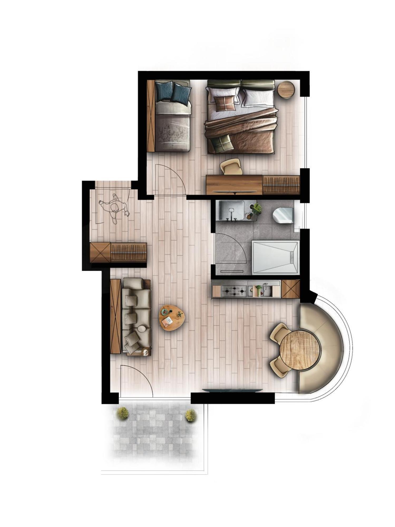 Apartment mit 1 Schlafzimmer