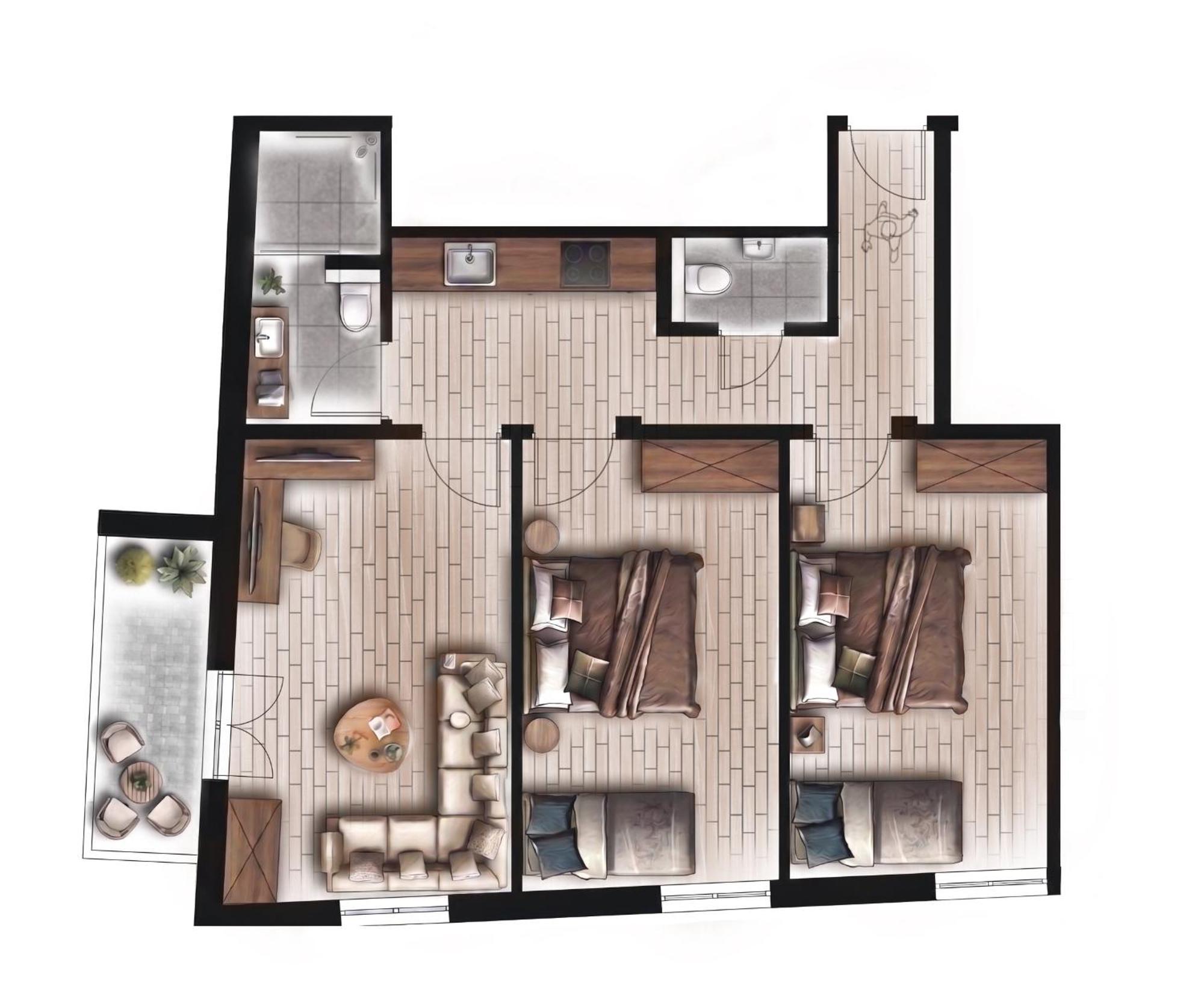 Apartment mit 2 Schlafzimmern