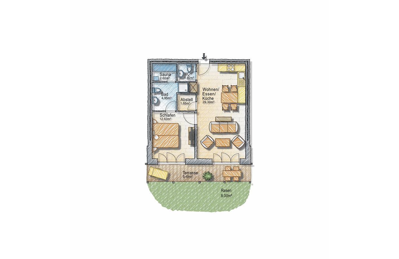 Ferienwohnung mit 2 Schlafzimmern, Meerblick und Whirlpool