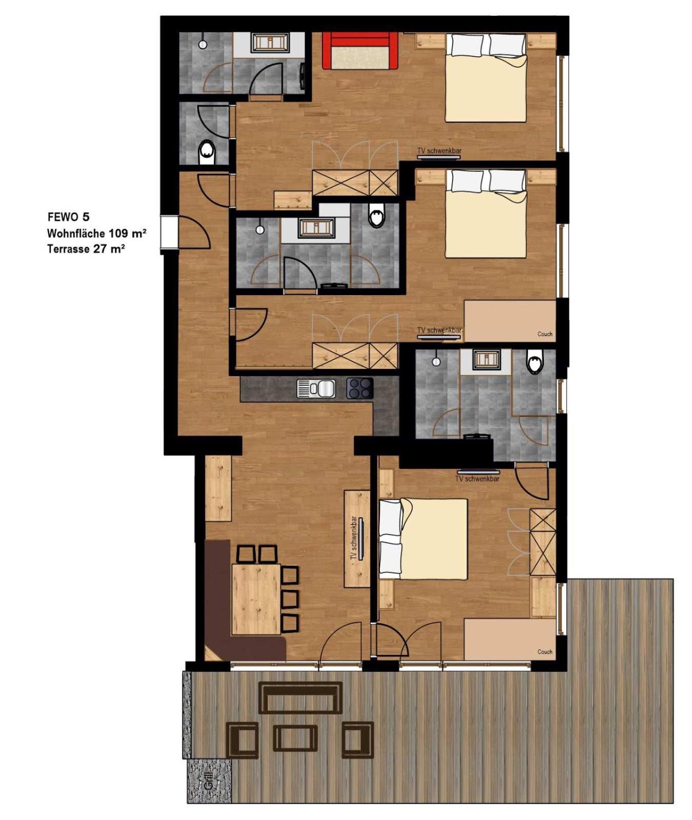 Apartment mit 3 Schlafzimmern