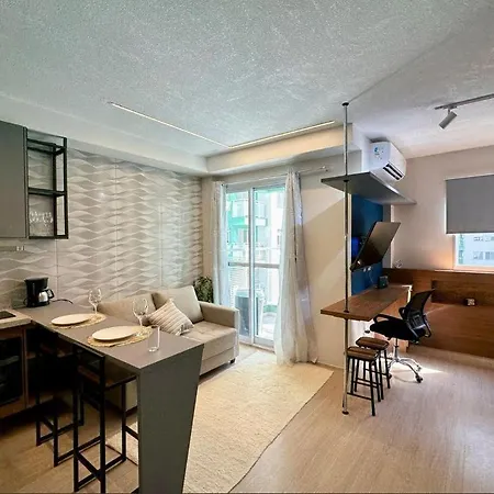 Studio Com Varanda, Para 4 Pessoas, Cozinha Completa, Enxoval, Wi-Fi, Piscina , Sauna E Rooftop, Centro Proximo A Vlt E 20Min De Copacabana-2