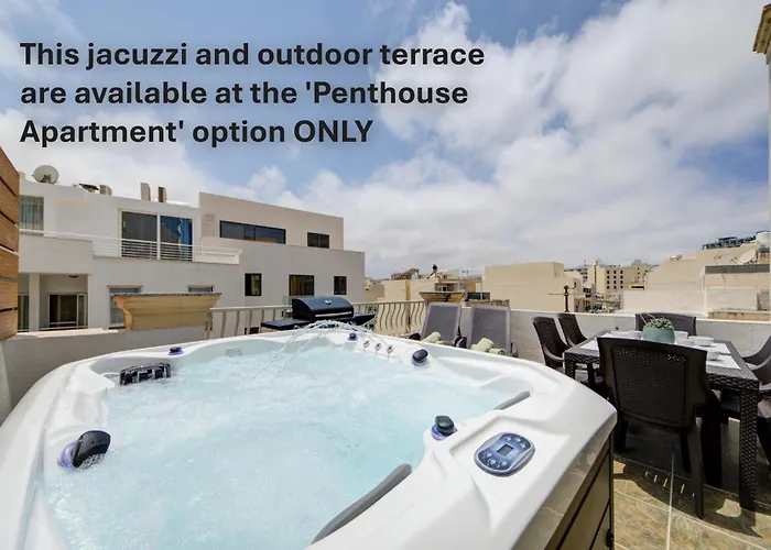 St Julian'S Unique 3-Bedroom Apartments And Penthouse With Jacuzzi San Ġiljan