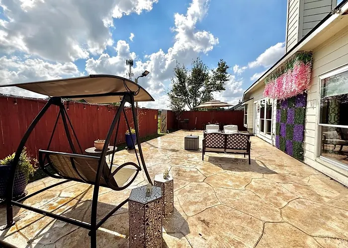 Family Big Backyard Fireplace Houston
