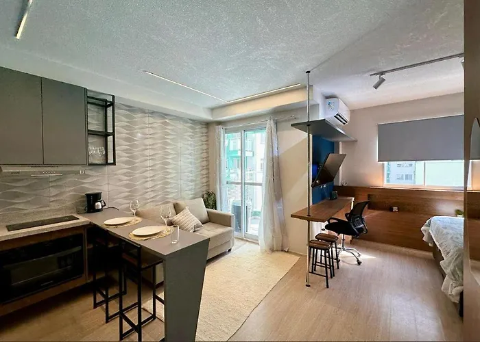 Studio Com Varanda, Para 4 Pessoas, Cozinha Completa, Enxoval, Wi-Fi, Piscina , Sauna E Rooftop, Centro Proximo A Vlt E 20Min De Copacabana Rio de Janeiro