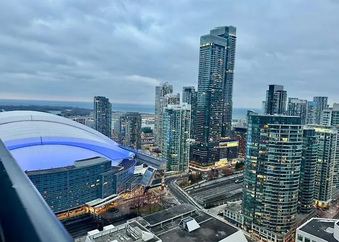 Cn Tower And Rogers Centre View And Central Island Lake View Toronto