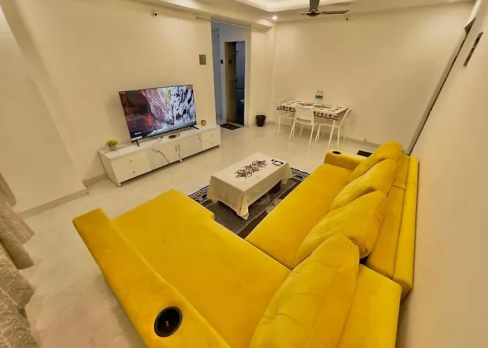 Chic 2 Bhk With Balcony & Bold Yellow Lounge Powai Mumbai